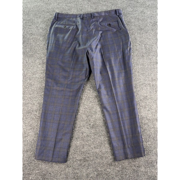 Joseph Abboud Suit 46L Blue Plaid Sharkskin Wool Single Breasted Custom 42x28 - Picture 14 of 16